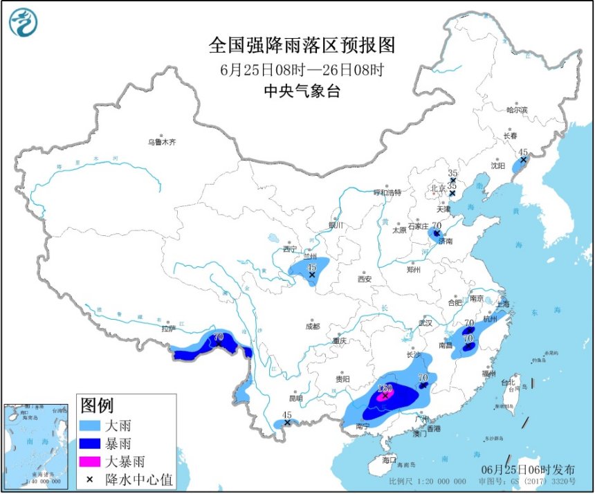 大暴雨华北地区雷雨频繁 广西东北部局地有大暴雨