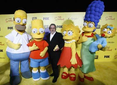 Matt&nbsp;Groening&nbsp;(C),&nbsp;creator&nbsp;of&nbsp;The&nbsp;Simpsons,&nbsp;poses&nbsp;with&nbsp;characters&nbsp;from&nbsp;the&nbsp;show&nbsp;(L-R)&nbsp;Homer,&nbsp;Bart,&nbsp;Lisa,&nbsp;Marge&nbsp;and&nbsp;Maggie&nbsp;at&nbsp;the&nbsp;20th&nbsp;anniversary&nbsp;party&nbsp;for&nbsp;the&nbsp;television&nbsp;series&nbsp;at&nbsp;Barker&nbsp;hangar&nbsp;in&nbsp;Santa&nbsp;Monica,&nbsp;California&nbsp;October&nbsp;18,&nbsp;2009.&nbsp;[Agencies]