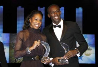 Sanya&nbsp;Richards&nbsp;of&nbsp;the&nbsp;U.S.(L)&nbsp;and&nbsp;Usain&nbsp;Bolt&nbsp;of&nbsp;Jamaica&nbsp;display&nbsp;their&nbsp;World&nbsp;Athlete&nbsp;of&nbsp;the&nbsp;Year&nbsp;Award&nbsp;during&nbsp;the&nbsp;IAAF&nbsp;World&nbsp;Athletic&nbsp;Gala&nbsp;in&nbsp;Monte&nbsp;Carlo&nbsp;November&nbsp;22,&nbsp;2009.(Xinhua/Reuters&nbsp;Photo)
