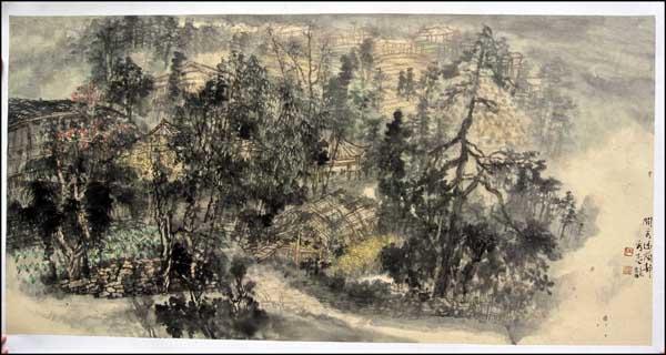 伍雪梅山水画作品—阳朔龙胜之故土恋