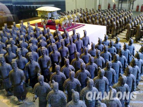 The terracotta army made from chocolate is spectacular