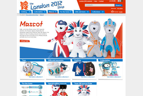 2012伦敦奥运出售的部分纪念品（图片来源于伦敦奥运在线商店）
