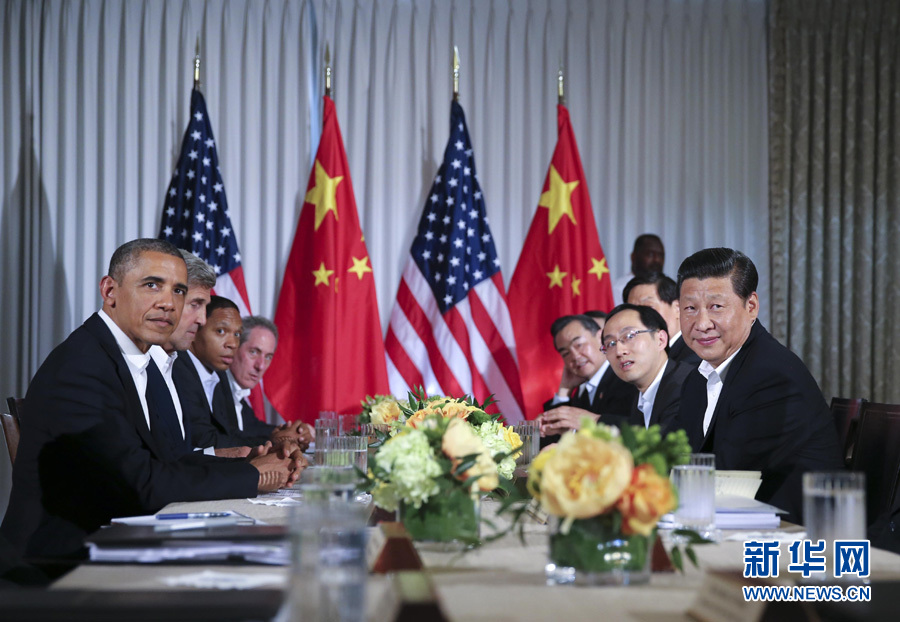 6月7日，中国国家主席习近平在美国加利福尼亚州安纳伯格庄园同美国总统奥巴马举行中美元首会晤。记者 兰红光 摄