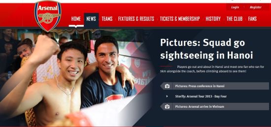 越南球迷和球员合照被挂上官网首页