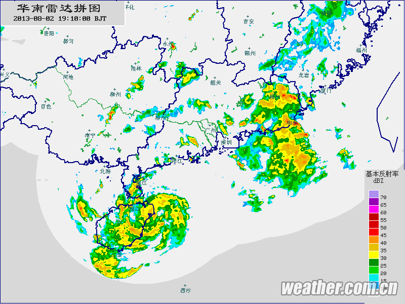 "飞燕"登陆前后雷达图