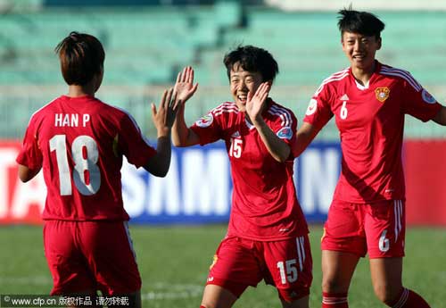 [高清组图]杨丽绝杀 中国女足2-1韩国获季军
