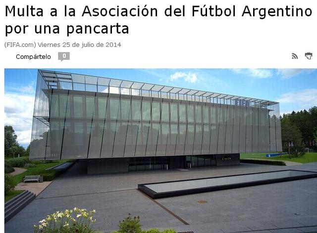 FIFA宣布处罚阿根廷足协 祸起友谊赛争议条幅