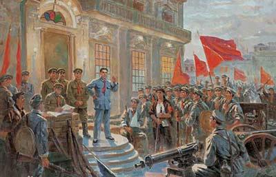 反映八一南昌起义的油画。