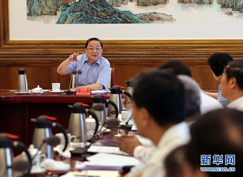 7月6日，中共中央政治局常委、全国政协主席俞正声在北京主持召开调研协商座谈会。 新华社记者 刘卫兵 摄