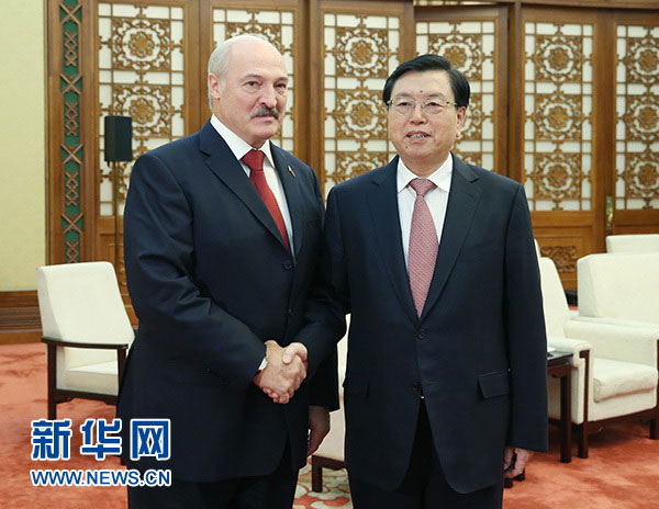 9月29日，全国人大常委会委员长张德江在北京人民大会堂会见白俄罗斯总统卢卡申科。