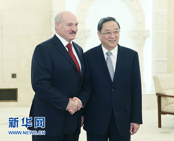 9月29日，全国政协主席俞正声在北京人民大会堂会见白俄罗斯总统卢卡申科。
