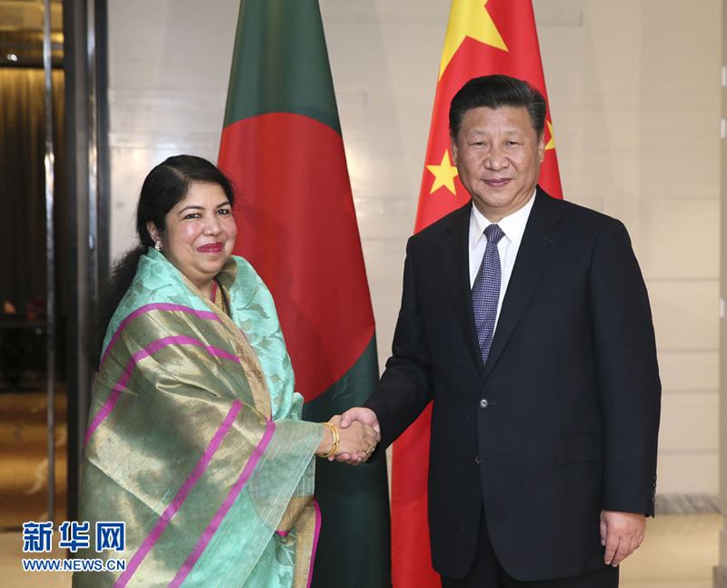 10月14日，国家主席习近平在达卡会见孟加拉国国民议会议长乔杜里。