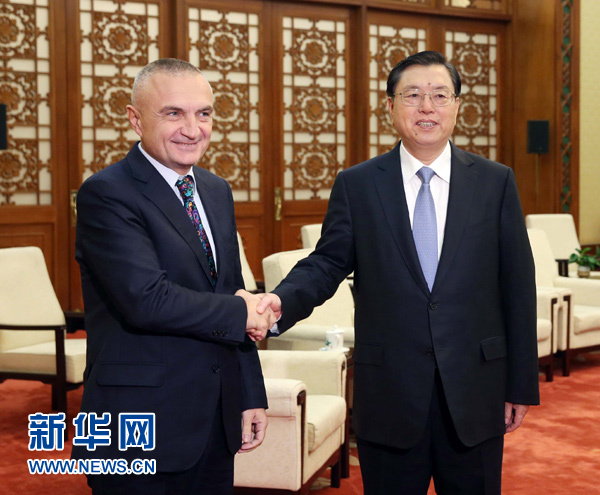 　　10月20日，全国人大常委会委员长张德江在北京人民大会堂会见阿尔巴尼亚议长梅塔。