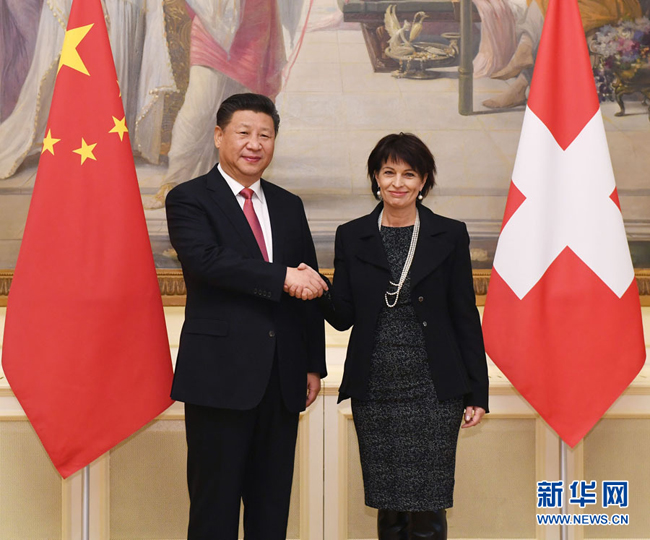1月16日，国家主席习近平在伯尔尼同瑞士联邦主席洛伊特哈德举行会谈。