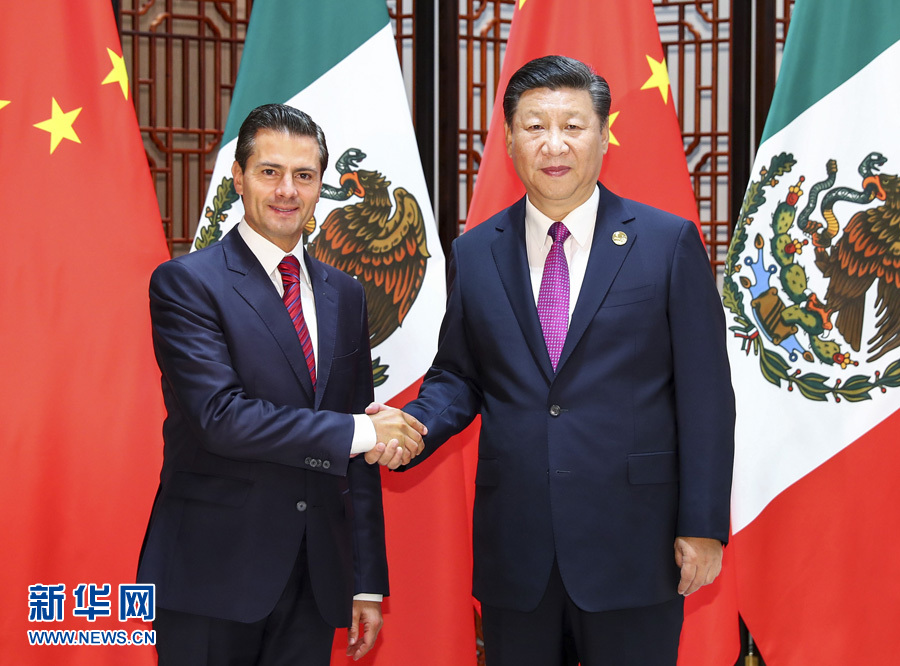 9月4日，国家主席习近平在厦门会见来华出席新兴市场国家与发展中国家对话会的墨西哥总统培尼亚。