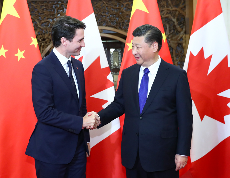 12月5日，国家主席习近平在北京钓鱼台国宾馆会见加拿大总理特鲁多。