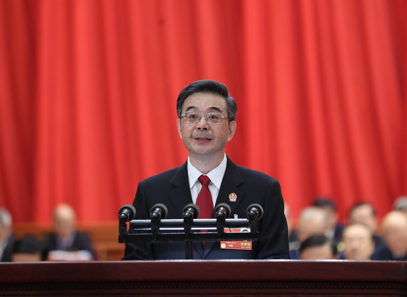 3月9日，十三届全国人大一次会议在北京人民大会堂举行第二次全体会议。周强作《最高人民法院工作报告》。