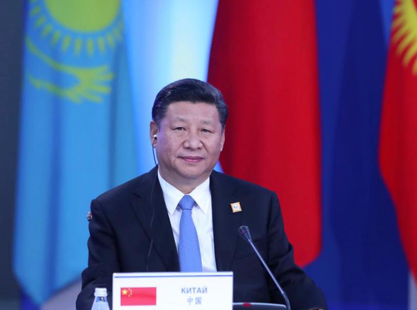 　　2017年6月9日，国家主席习近平在哈萨克斯坦首都阿斯塔纳出席上海合作组织成员国元首理事会第十七次会议并发表重要讲话。（图片来自：新华网）