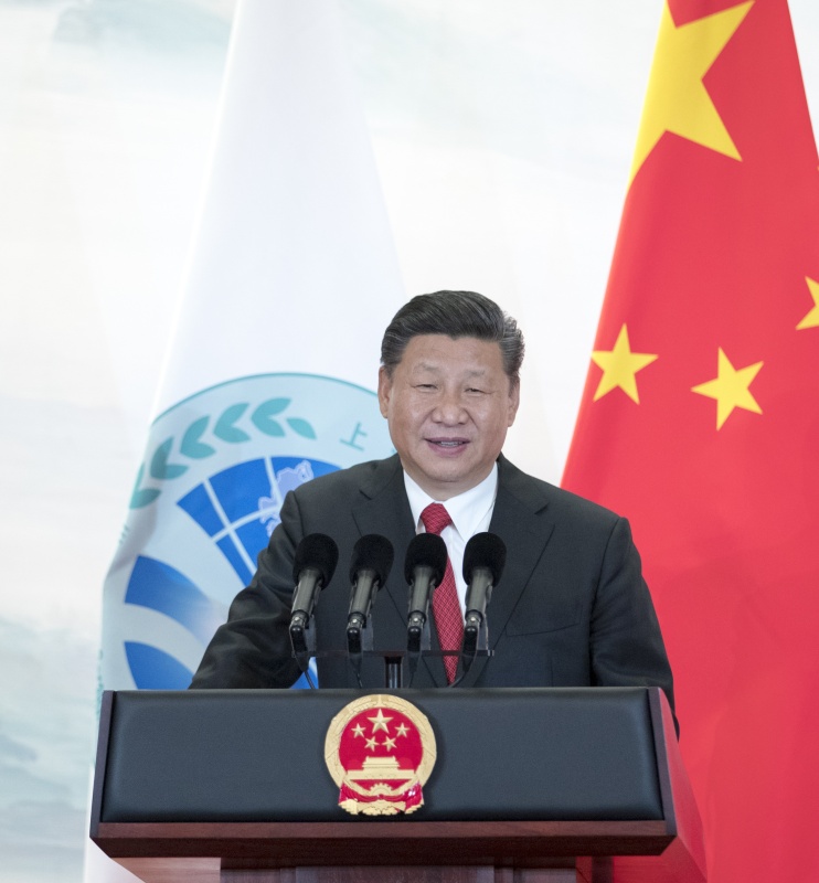 6月9日，国家主席习近平在青岛国际会议中心举行宴会，欢迎出席上海合作组织青岛峰会的外方领导人。这是习近平发表致辞。
