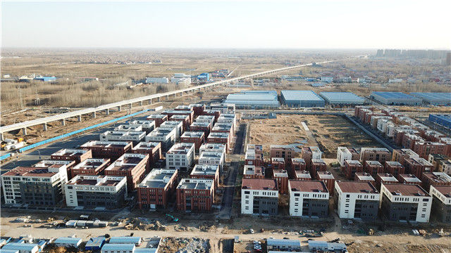 保定涿州·中关村和谷创新产业园一角（3月12日无人机拍摄）。