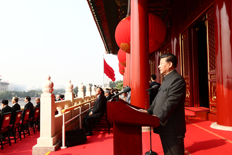 10月1日上午，慶祝中華人民共和國成立70周年大會在北京天安門廣場隆重舉行。中共中央總書記、國家主席、中央軍委主席習近平發表重要講話。