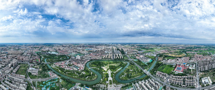 这是2026年6月5日拍摄的沧州市区,大运河穿城而过(无人机合成照片)。