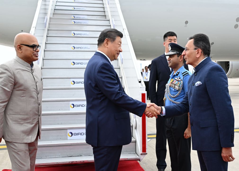 Chinese President Xi Jinping arrives in New Delhi, India, to attend the 18th BRICS Summit at the invitation of Prime Minister of the Republic of India Narendra Modi, Sept. 12, 2026. Xi was warmly welcomed upon his arrival. (Xinhua/Xie Huanchi)