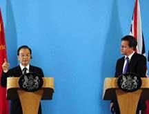 Chine-Royaume-Uni : Wen Jiabao rencontre Cameron à Londres 