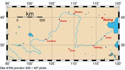Course&nbsp;of&nbsp;the&nbsp;Yellow&nbsp;River&nbsp;with&nbsp;major&nbsp;cities