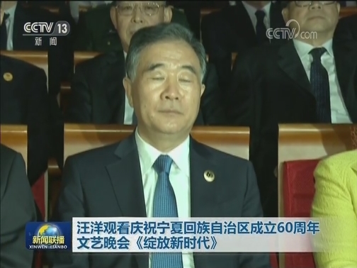 汪洋观看庆祝宁夏回族自治区成立60周年文艺晚会《绽放新时代》