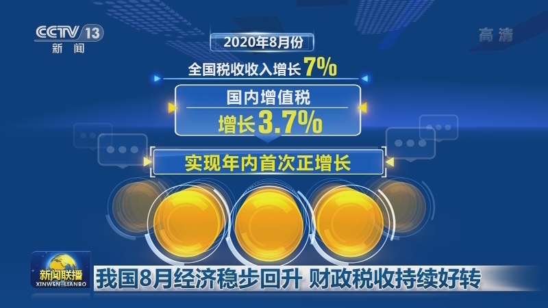 我国8月经济稳步回升 财政税收持续好转