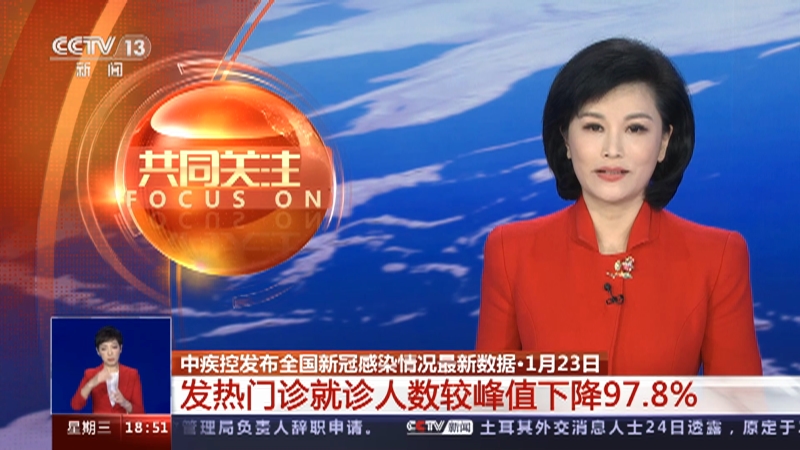 [共同关注]中疾控发布全国新冠感染情况最新数据·1月23日 发热门诊就诊人数较峰值下降97.8%