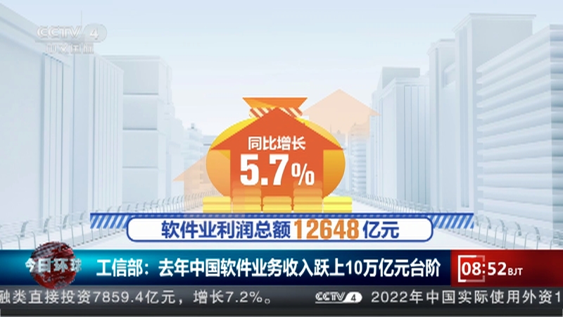 [今日环球]工信部：去年中国软件业务收入跃上10万亿元台阶