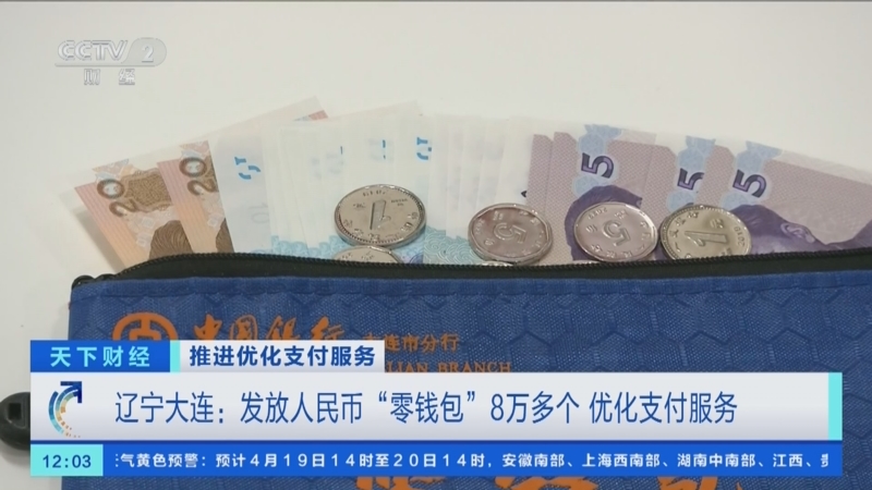 [天下财经]推进优化支付服务 辽宁大连:发放人民币"零钱包"8万多个