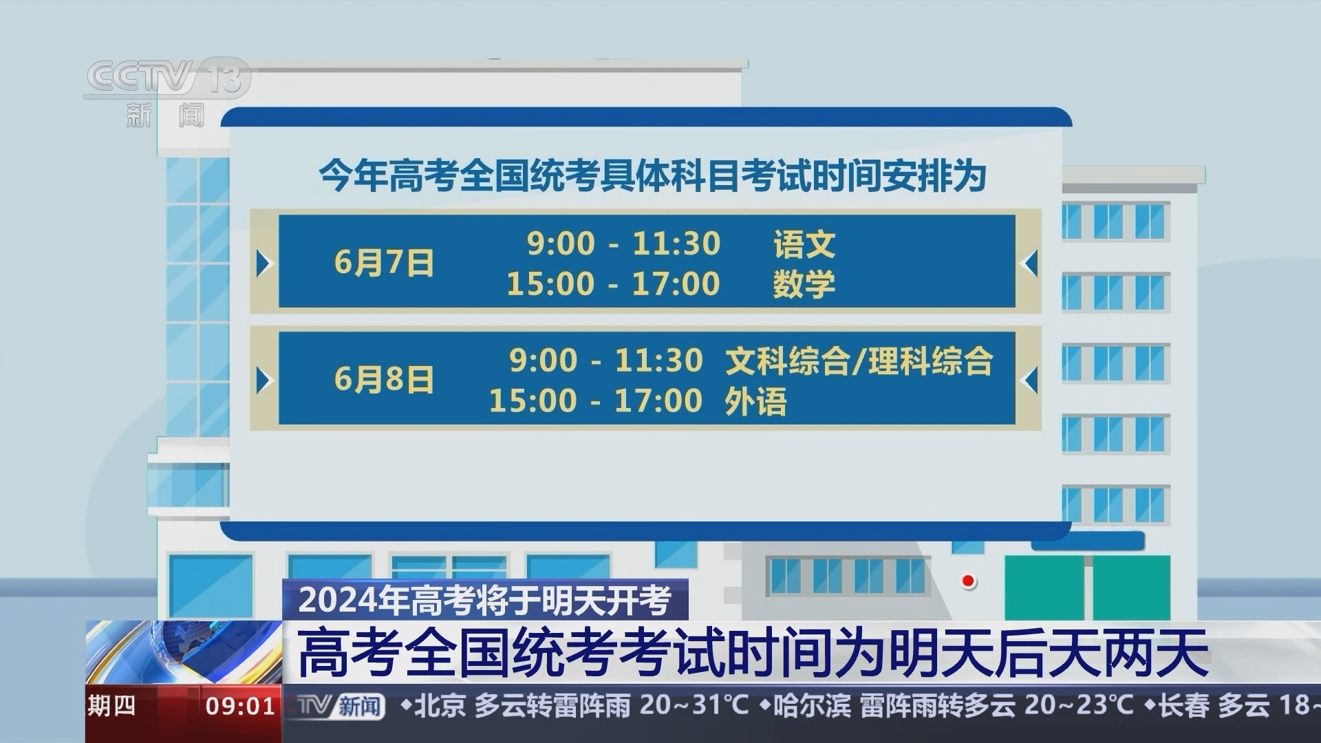 新闻直播间]2024年高考将于明天开考今年全国高考报名人数1342万人