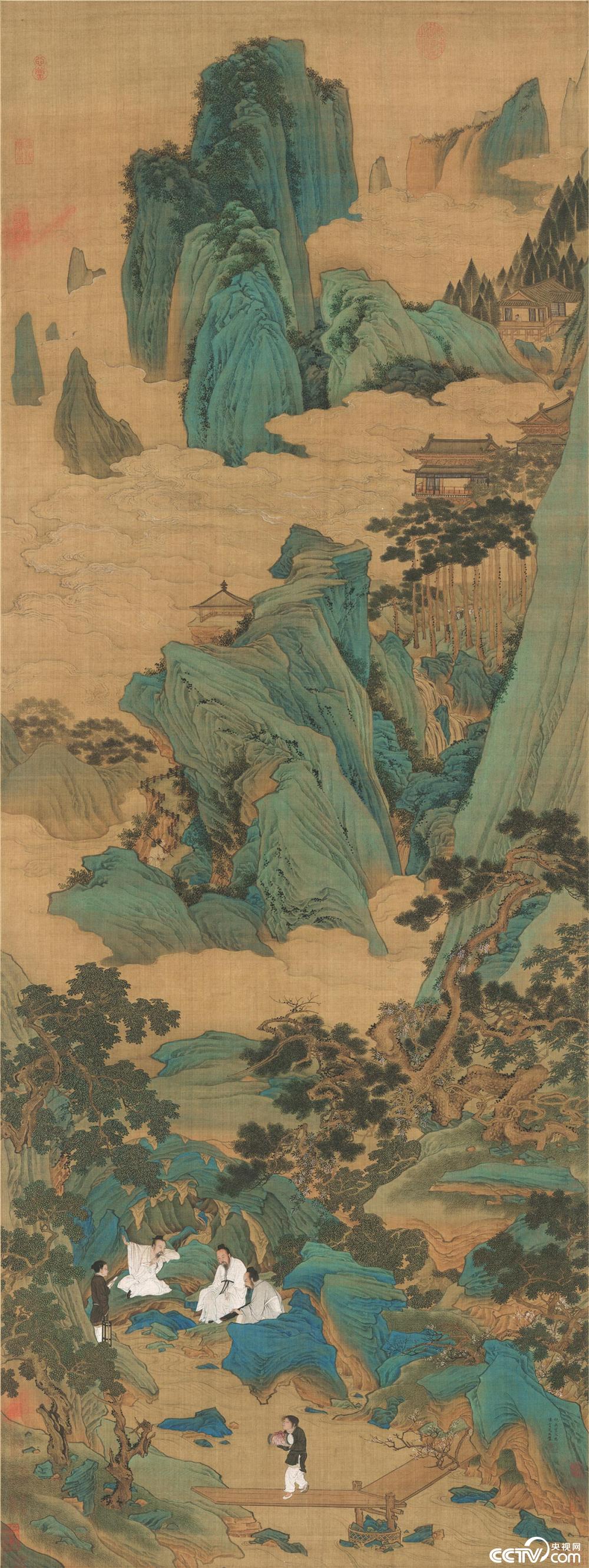仇英 画桃园仙境 中国画 掛け軸 水墨画 和室 玄関 茶室 壁掛け 美術品 央视画廊】传世墨迹——最美的隐居胜地仇英《桃源仙境图》_央视网(cctv.com)
