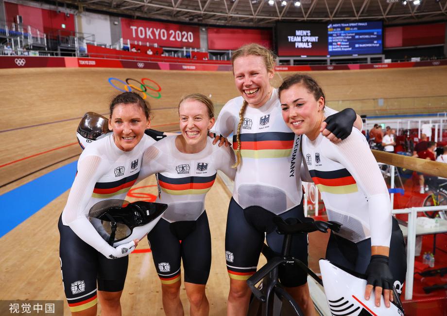 [图]场地自行车女子团体追逐赛：德国队获得金牌