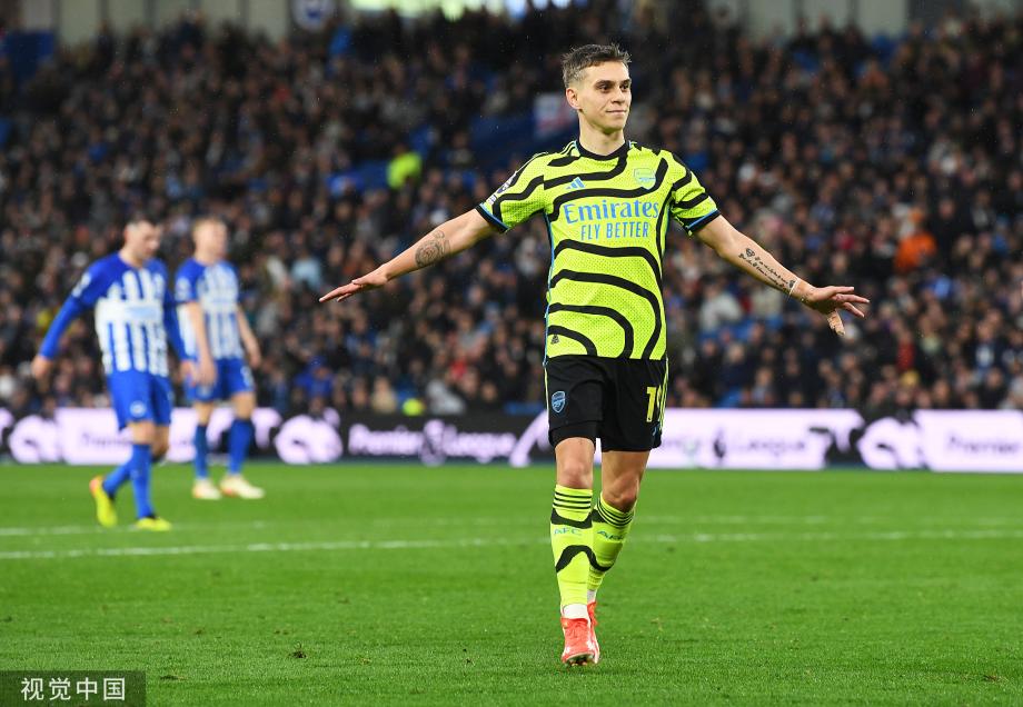 哈弗茨破门 阿森纳3-0布莱顿1分优势登顶