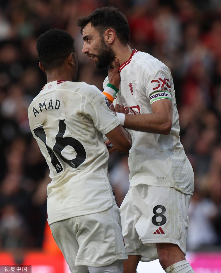 B费双响+中楣 曼联2-2伯恩茅斯距前四10分