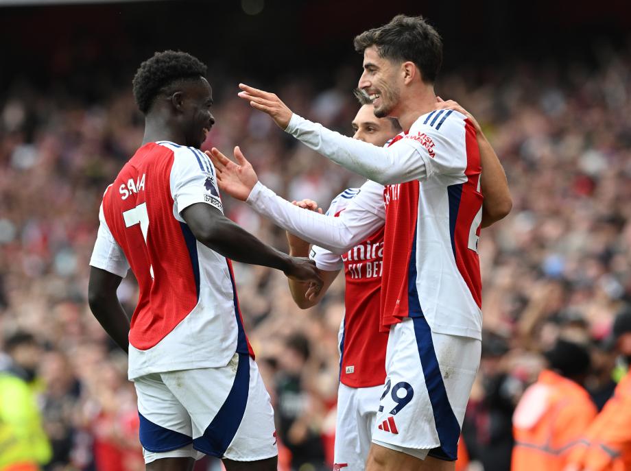 哈弗茨破门佩德罗扳平 十人阿森纳1-1布赖顿