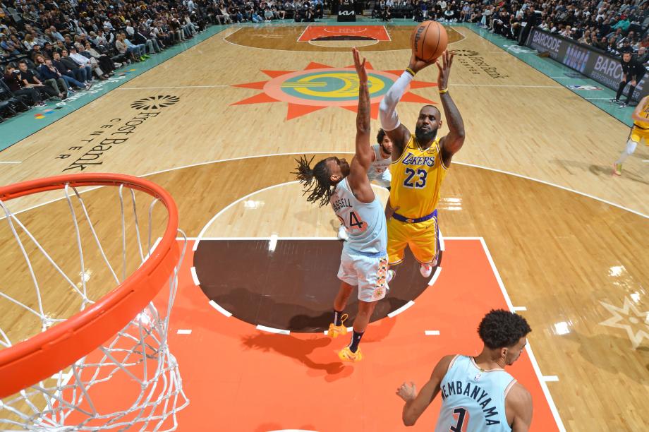 詹姆斯三双文班空砍20分 湖人胜马刺止3连败