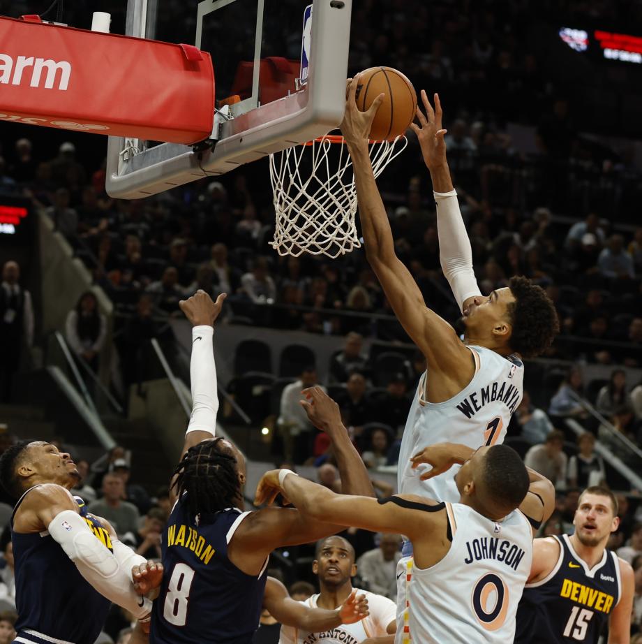 约基奇46+9+10文班20+23 掘金背靠背擒马刺