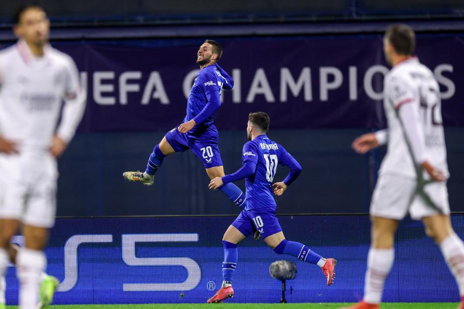 欧冠-普利西奇破门 10人米兰1-2萨格勒布迪纳摩