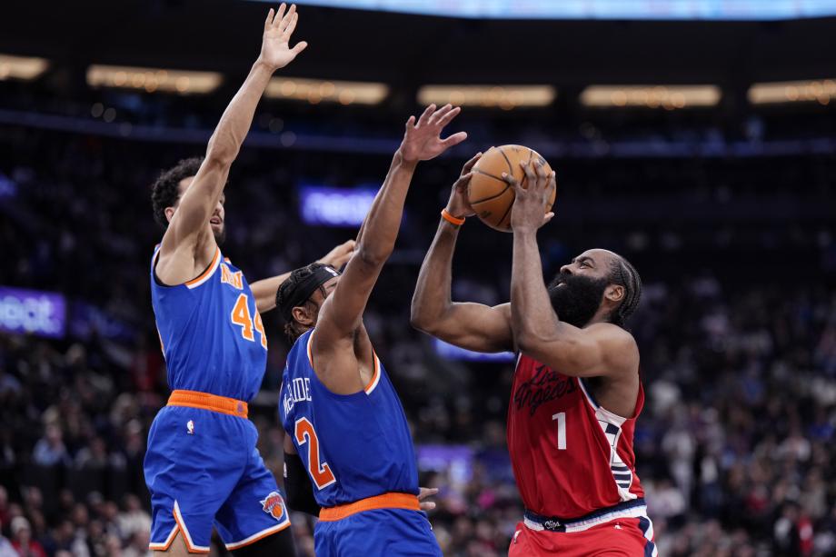 哈登27+7唐斯23+10 快船主场力克尼克斯