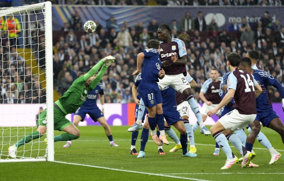 欧冠-多纳鲁马屡扑救 巴黎2-3总比分5-4维拉进4强