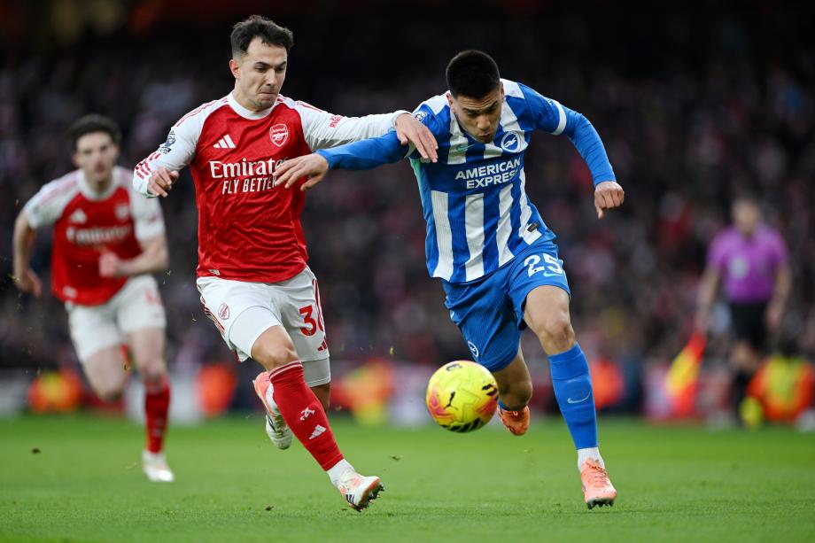 厄德高破门赖斯造乌龙 阿森纳2-1布赖顿