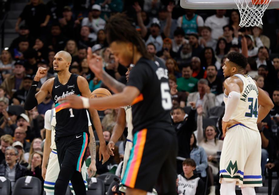 文班5记三分砍22+10字母哥21分 马刺送雄鹿3连败