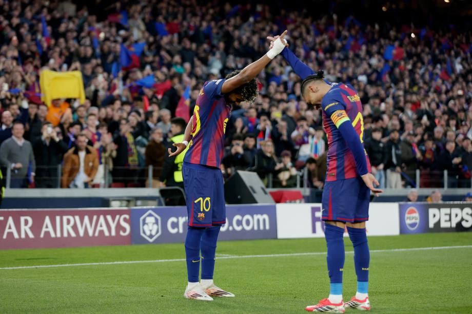 欧冠-拉菲造5球莱万双响 巴萨7-2纽卡晋级八强