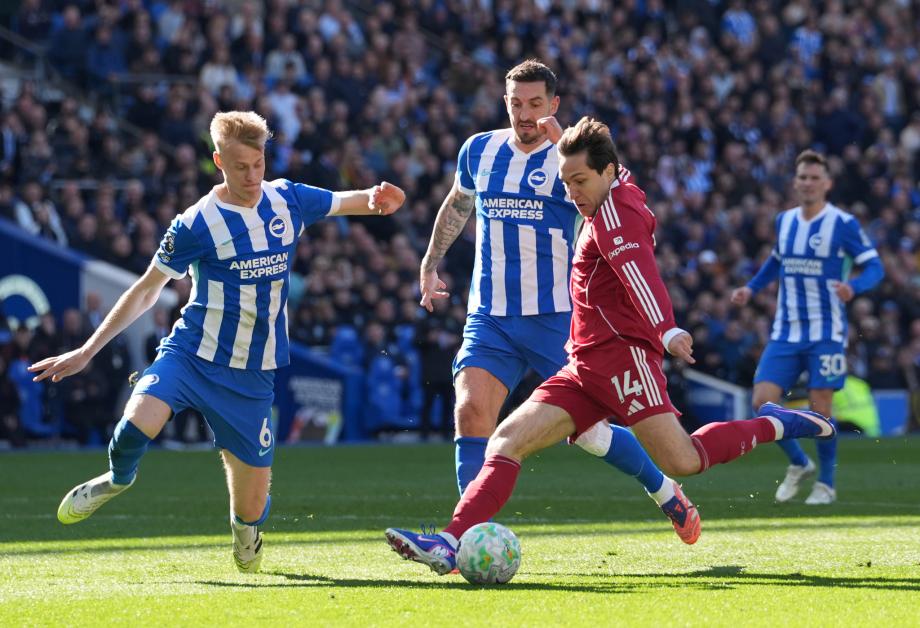 英超：维尔贝克梅开二度 利物浦1-2布赖顿