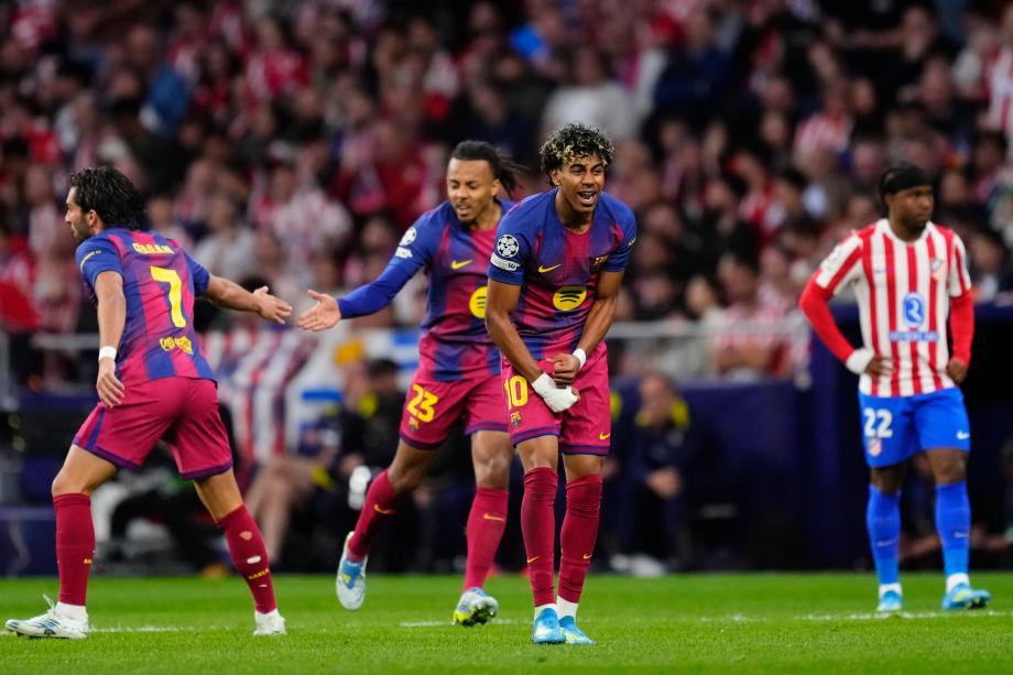 欧冠-亚马尔破门 巴萨2-1马竞总比分2-3出局